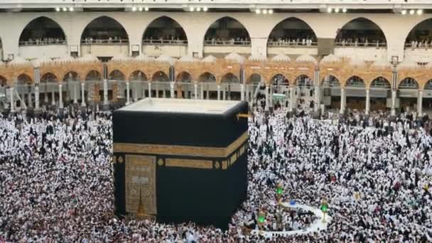 Makkah Kaaba Santa Mezquita Musulmanes Realizan Umrah Hajj Makka Edificio — Vídeo de stock