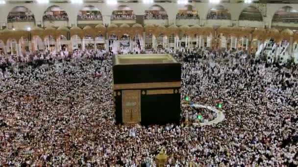 Millones Personas Rezando Mezquita Santa Meca Arabia Saudita Santa Mezquita — Vídeo de stock