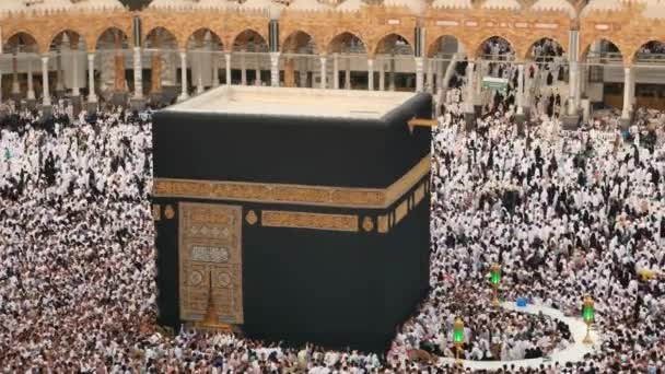 Miliony Ludzi Modlących Się Świętym Meczecie Mekce Świętym Meczecie Arabii — Wideo stockowe