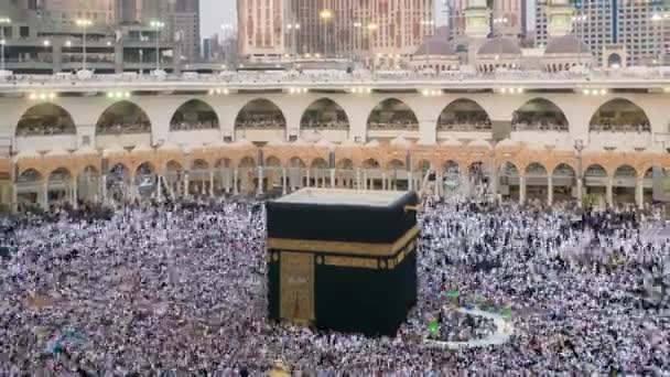 Muslim Rezar Masjid Haram Mesquita Saudi Arábia Cidade Meca Islâmica — Vídeo de Stock