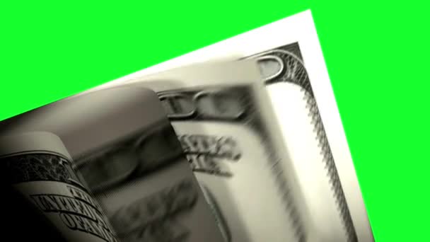 Geld Tellen Flip Groene Achtergrond — Stockvideo