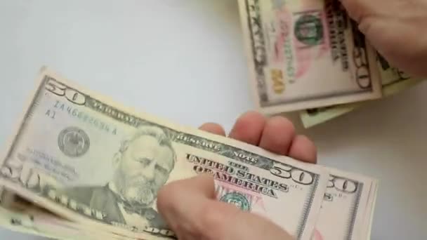 Geld Zählen Dollar Cash Teller Hand — Stockvideo