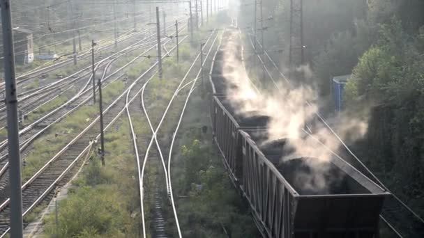 Vozy Uhlím Přepravované Železnici Rozlišení — Stock video