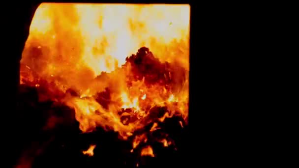 Burning Coal Fire Red Hot Coals Close — Stock Video