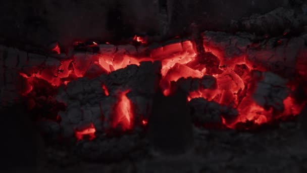 Houtskool Warm Branden Gloeiende Grill Bbq Vuur Kolen — Stockvideo