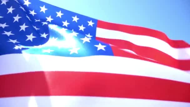 Wiele Usa Flagi Trzepotał Tło Kraju Patriotyczne Państwo Sztandar Pomnik — Wideo stockowe