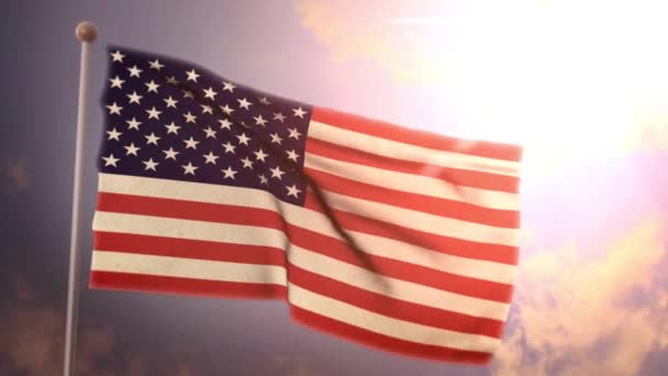 Αμερικανική Σημαία Slow Motion 120Fps Loop Σημαία Ηπα Βετεράνοι Μνημείο — Αρχείο Βίντεο