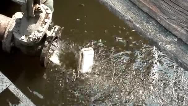 Agua Sucia Fluye Desde Tubería Hacia Río Contaminación Ambiental Residuos — Vídeos de Stock