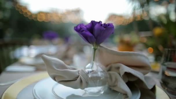 Bunga Dihiasi Tempat Pernikahan Buket Pengantin Wanita Persiapan Pagi Untuk — Stok Video