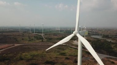 Rüzgar türbini yenilenebilir enerji yakın plan bıçak HD