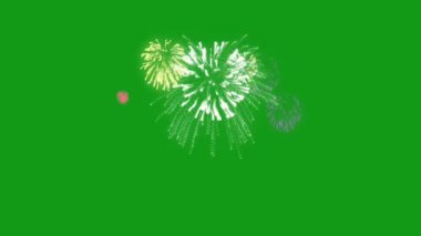 Yeni yıl arka plan hafif bayram kutlamaları havai fişek patlaması yeşil ekran görsel efektleri vfx