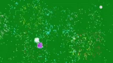 Yeni yıl havai fişekleri yeşil ekran görsel efekt arkaplan vfx