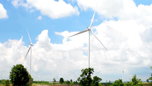 Hernieuwbare Energie Windturbinecentrale — Stockvideo