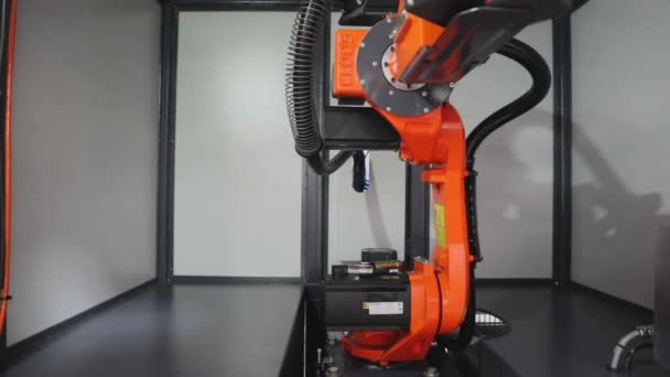 Werken Moderne Robot Arm Monteur Macht Informatieproces Staal Service Development — Stockvideo