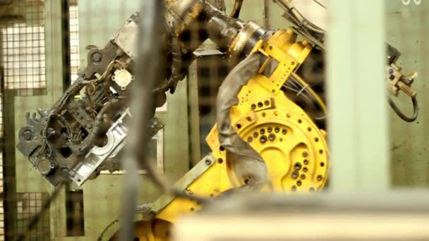 Industrielle Ausrüstung Industrie Geschäftstechnologie Fabrik Metallbearbeitung Produktion Stahl Maschinenroboterarm — Stockvideo