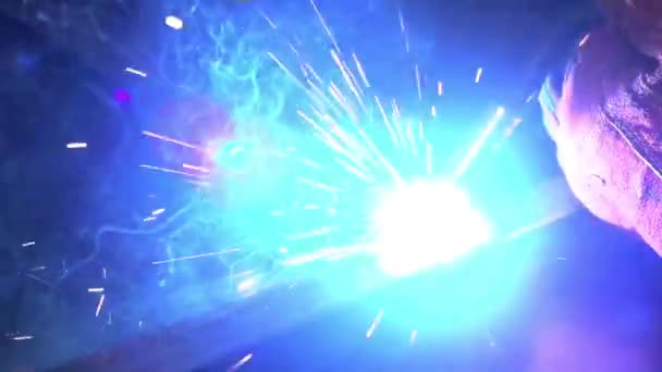 Sparks Fire Welding Primo Piano Dei Concetti Industriali Costruzione Case — Video Stock