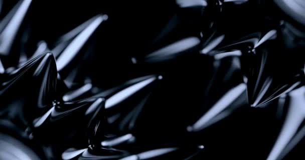 Moving Liquid Metal Spike Abstract Fluid Mercury Alloy Black Dark — Stock Video