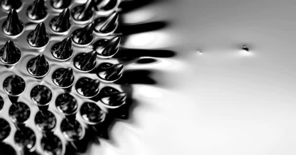 Bewegung Flüssigmetalldorn Abstrakt Fluid Quecksilberlegierung Schwarz Dunkel Geloopte Animation Hintergrund — Stockvideo