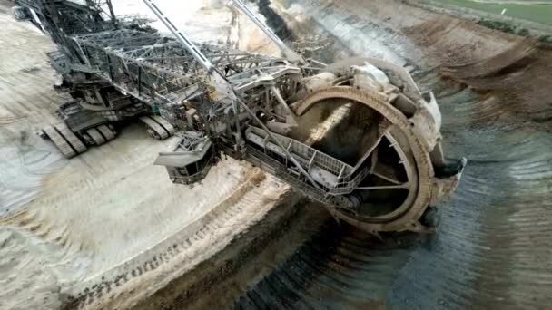 Trabajo Excavadora Ruedas Cubo Gran Industria Máquina Minera — Vídeos de Stock