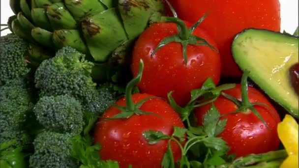 Market Videolarındaki Sebzeler Meyveler Evde Sağlıklı Diyet Yemekleri Yapmak Için — Stok video