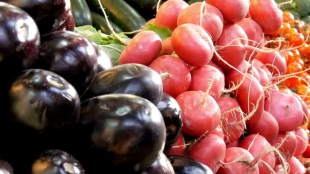 Продуктовий Магазин Свіжих Овочевих Органічних Фруктових Продуктів Робить Здорове Харчування — стокове відео