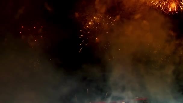 Vuurwerk Licht Viering Vakantie Nacht Feest Kerst Helder Vuur Achtergrond — Stockvideo