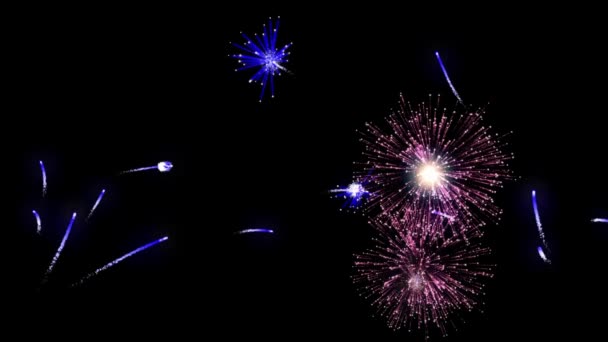 Fireworks Display Celebration Barevný Ohňostroj Nový Rok Konfety Černé Pozadí — Stock video