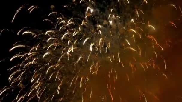 Fontaines Étincelles Fusées Pétards Dans Ciel Nocturne Fond Vacances Fin — Video