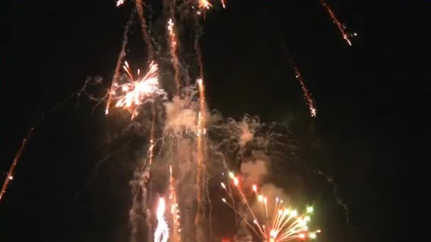 Neujahrsfeier Mit Feuerwerk Der Stadt Abend Zum Jahresende — Stockvideo