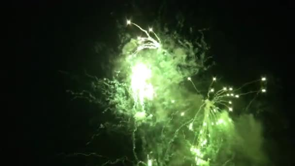 Nieuwjaarsviering Met Vuurwerkfestival Stad Avonds Aan Het Eind Van Het — Stockvideo