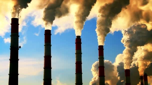Industrial Air Pollution Silhouette Factory Power Industry Mine Chimney Sky — Stock Video