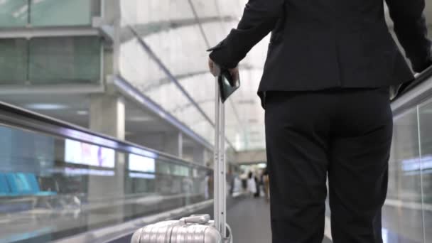 Camminare Con Bagagli Aeroporto Concetto Fondo Viaggio Vacanze Fine Anno — Video Stock