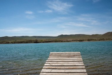 İsrail 'in kuzeyinde güzel bir sahil manzarası.