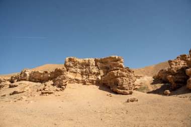 Sahara 'daki çölün güzel manzarası, Negev' in antik şehri, eski kasaba.