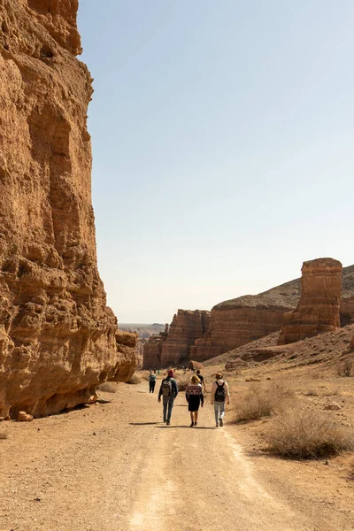 Туристи Ходять Пустелею — стокове фото