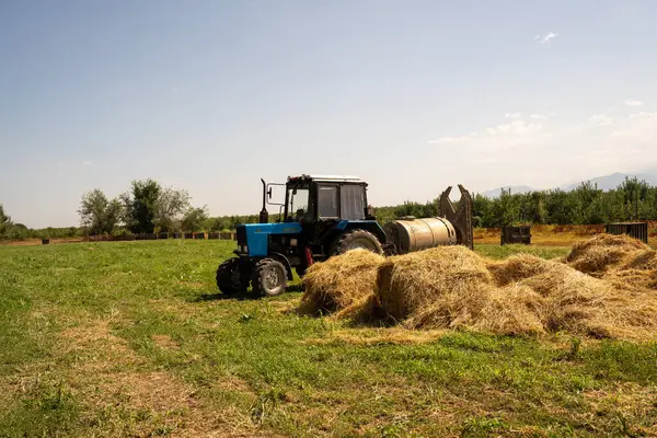 Sahada bir traktör.