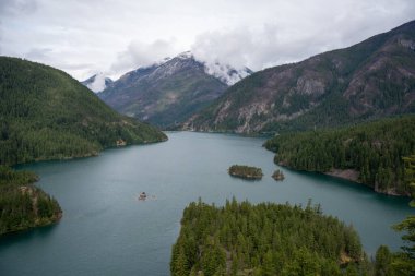 lake and mountains landscape clipart