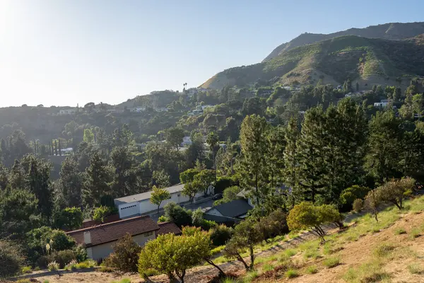 Santa Cruz, Los Angeles, Kaliforniya 'dan tepelerin ve evlerin manzarası. yüksek kaliteli fotoğraf