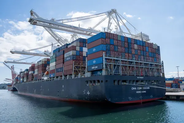 Deniz limanında konteyner gemisi, lojistik ulaşım