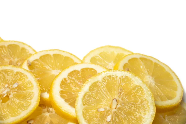 Overlapping Lemon Slices White Background Copy Space — Stock Photo, Image