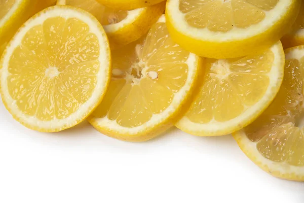 Overlapping Lemon Slices White Background Copy Space — Stock Photo, Image