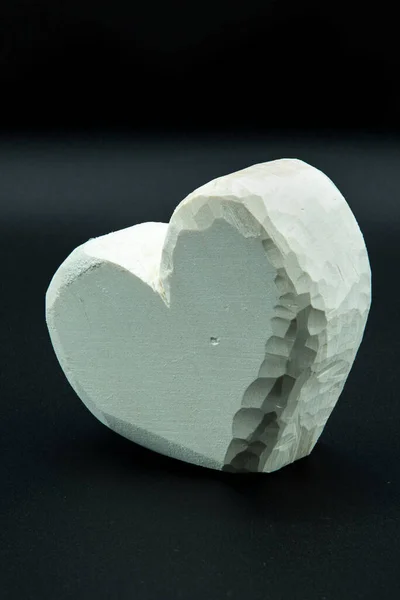 Coração Esculpido Madeira — Fotografia de Stock