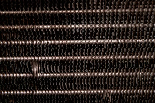 Zbliżenie Cewki Klimatyzatora Teksturowane Tło Ogrzewania Chłodzenia Przemysłowego Metalowy Detal — Zdjęcie stockowe
