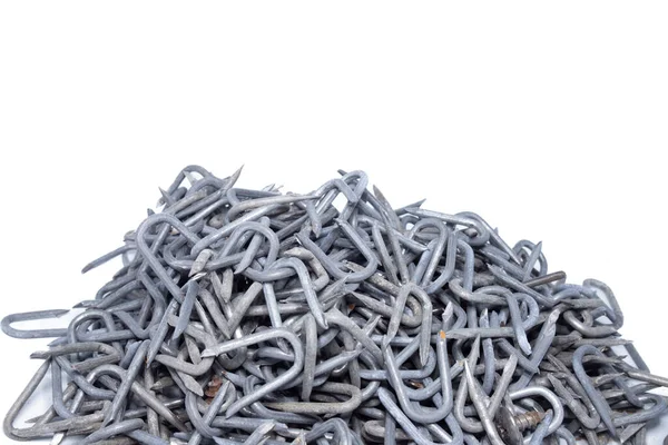Pile Heavy Barbed Wire Staples Construction Carpentry — Stock Photo, Image