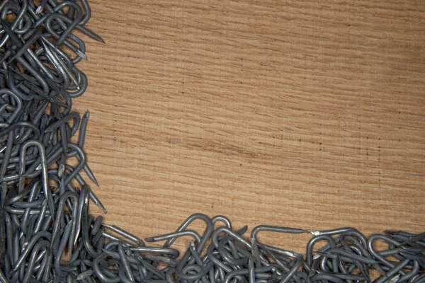 Border Made Pile Heavy Barbed Wire Staples Construction Carpentry — Stock Photo, Image