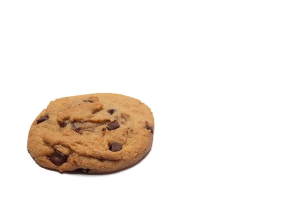 Nahaufnahme Von Schokoladenkeks Auf Weißem Hintergrund Mit Kopierfläche Bäckerei Süßes — Stockfoto