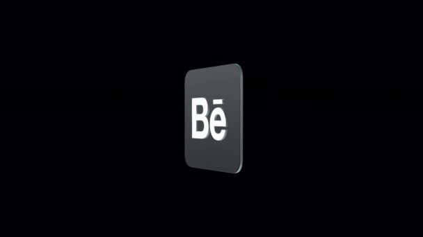 Animacja Pętli Behance Logo Przezroczystym Czarnym Ekranie Poziom Gry Mediach — Wideo stockowe