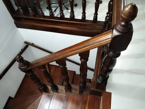 WOOD STAIRS WITH RAILINGS