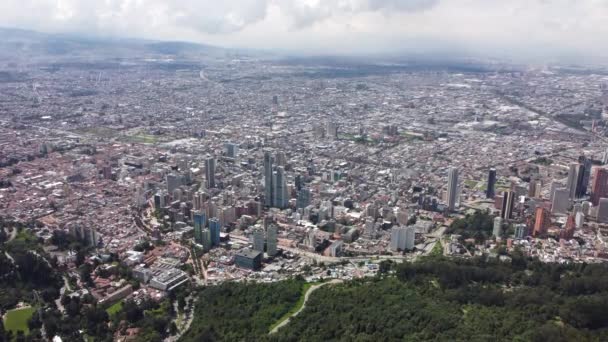 Bogotá Blick Auf Das Zentrum Mit Seinen Gebäuden Monserrate — Stockvideo