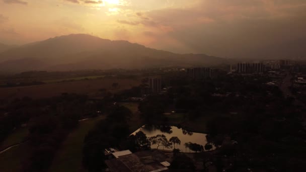 Aerial View City Ibague Beautiful Sunset — Stock Video